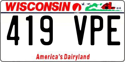WI license plate 419VPE
