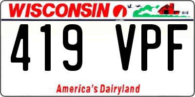 WI license plate 419VPF