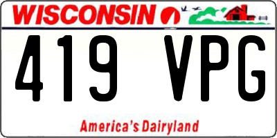 WI license plate 419VPG