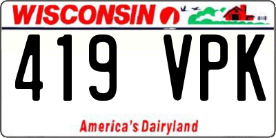 WI license plate 419VPK