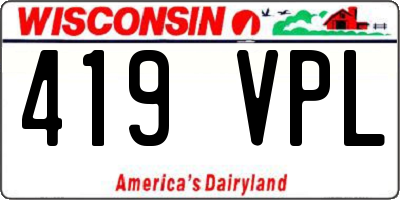 WI license plate 419VPL