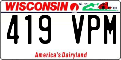 WI license plate 419VPM