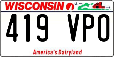 WI license plate 419VPO