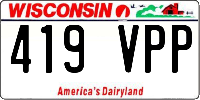 WI license plate 419VPP