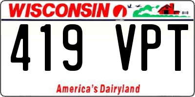 WI license plate 419VPT