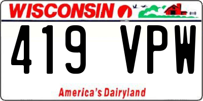 WI license plate 419VPW