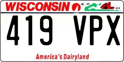WI license plate 419VPX