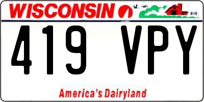 WI license plate 419VPY