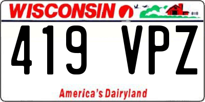 WI license plate 419VPZ