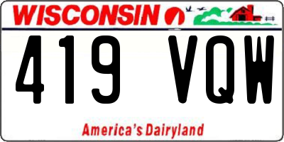 WI license plate 419VQW