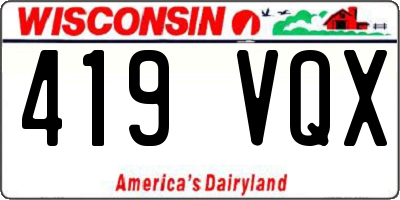 WI license plate 419VQX