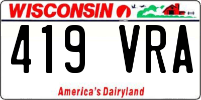 WI license plate 419VRA