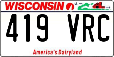 WI license plate 419VRC