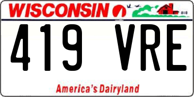 WI license plate 419VRE