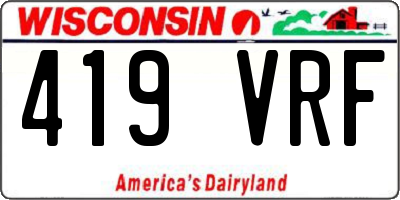 WI license plate 419VRF