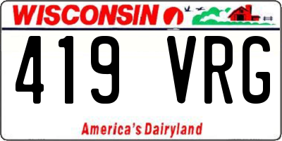 WI license plate 419VRG