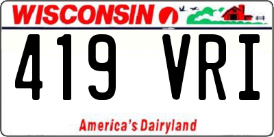 WI license plate 419VRI