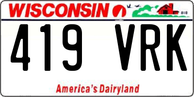 WI license plate 419VRK