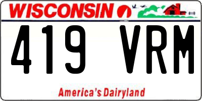 WI license plate 419VRM