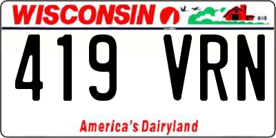 WI license plate 419VRN