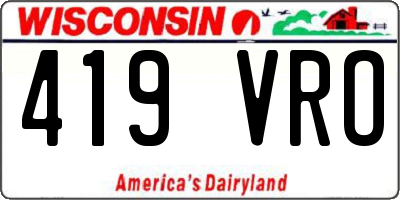 WI license plate 419VRO