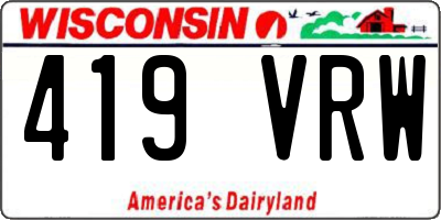 WI license plate 419VRW
