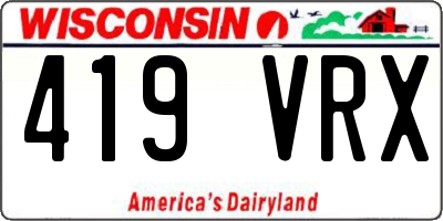 WI license plate 419VRX