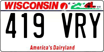 WI license plate 419VRY