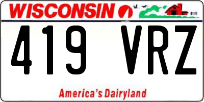 WI license plate 419VRZ
