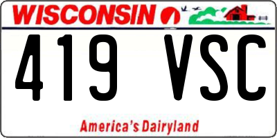 WI license plate 419VSC