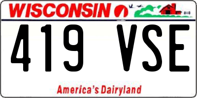 WI license plate 419VSE