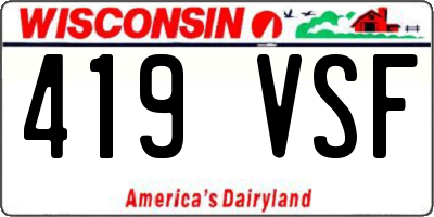 WI license plate 419VSF