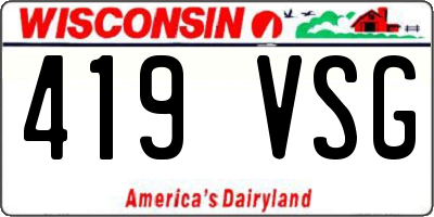 WI license plate 419VSG