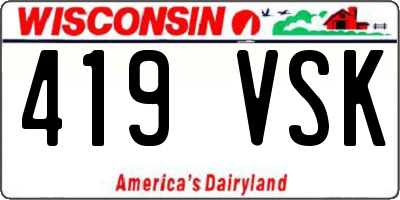 WI license plate 419VSK