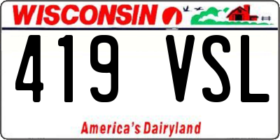 WI license plate 419VSL