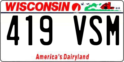 WI license plate 419VSM