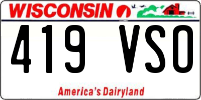 WI license plate 419VSO