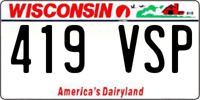 WI license plate 419VSP