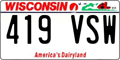 WI license plate 419VSW