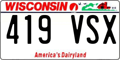 WI license plate 419VSX