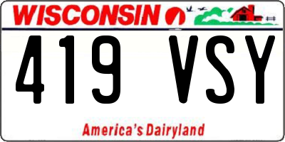 WI license plate 419VSY