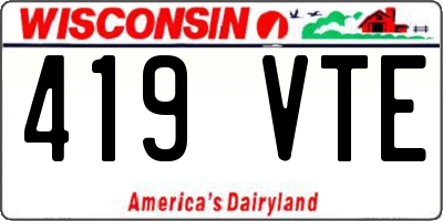 WI license plate 419VTE