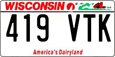 WI license plate 419VTK