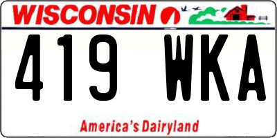 WI license plate 419WKA