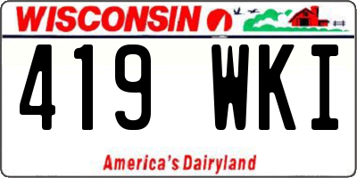 WI license plate 419WKI