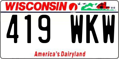 WI license plate 419WKW