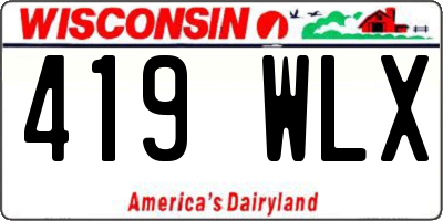 WI license plate 419WLX