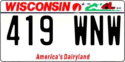 WI license plate 419WNW