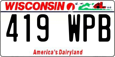 WI license plate 419WPB