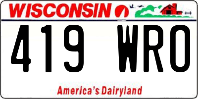 WI license plate 419WRO